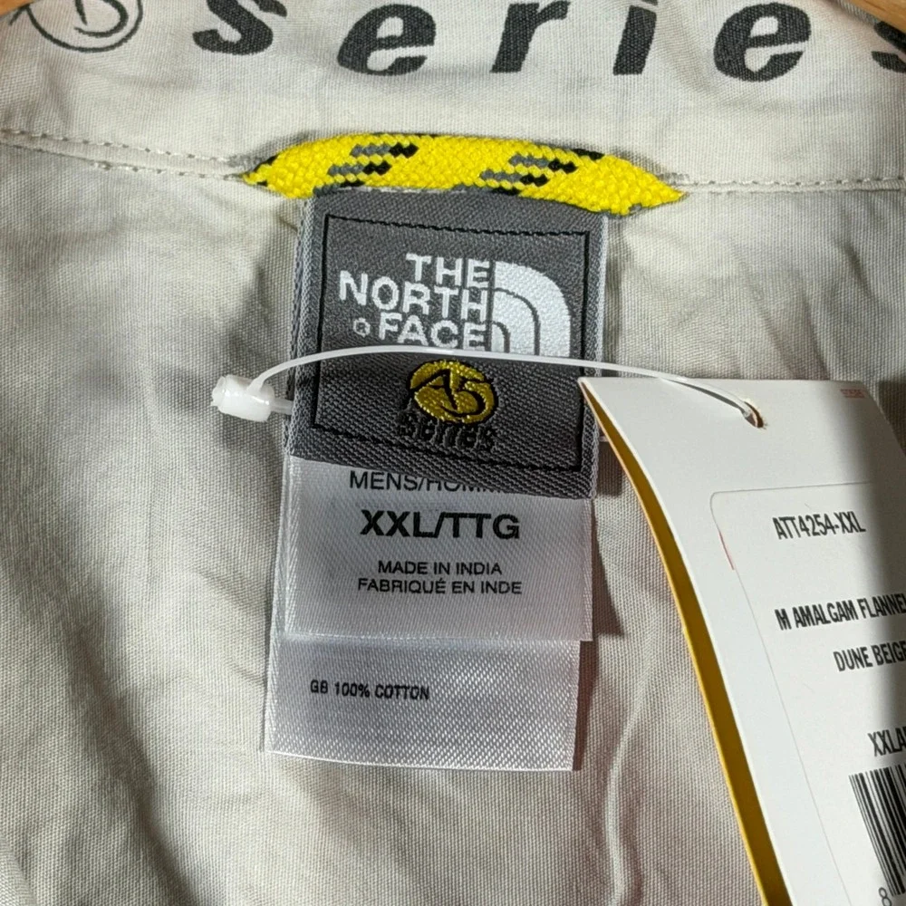The North Face Amalgam Flannel Long Sleeve Shirt Mens XXL Beige Stripe Button Up